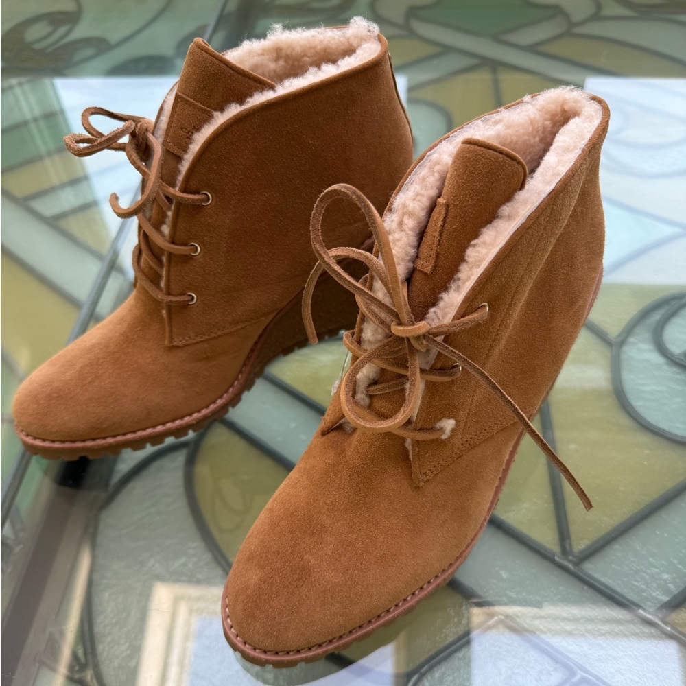 Coach Karson fur wedge bootie 9.5B